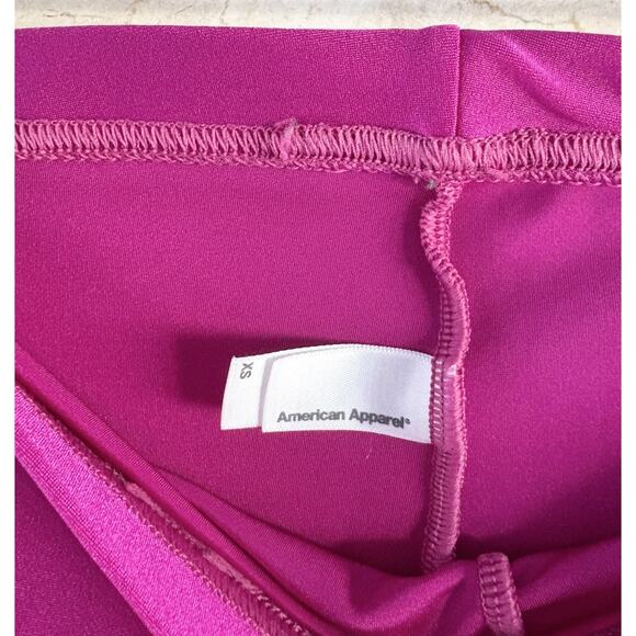 American Apparel Metallic Hot Pink Lamé Leggings – XS, Rare Y2K, Made in USA - Picture 5 of 9